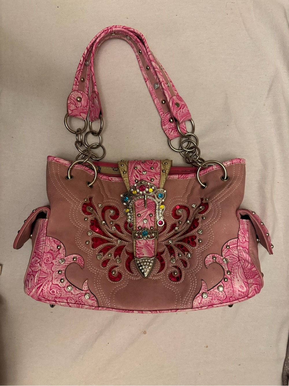 Cowgirl Trendy Pink Embellished Women's Shoulder Bag